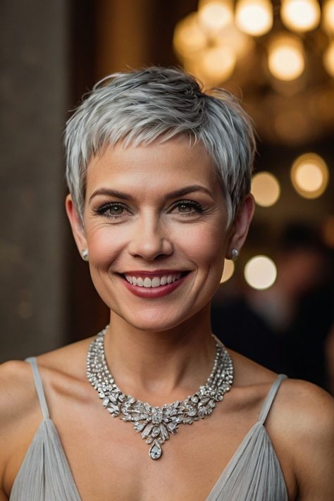 Over The Ear Haircuts For Women, Short Grey Pixie Haircut, Pixie Grey Hair, Grey Pixie Haircut, Pixie Hair Cuts, Short Grey Haircuts, Short Spiky Haircuts, Short Spiked Hair, Short Spiky Hairstyles