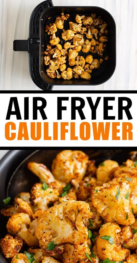 Air fryer cauliflower is ready in 10 minutes, with only a few minutes of prep. Making this in the air fryer is a much quicker alternative to roasted cauliflower, which often takes 30 to 40 minutes. #airfryercauliflower #cauliflowerrecipes #airfryerrecipes #amandascookin Air Fryer Cauliflower, Chicken Thigh Recipes Instant Pot, Air Fryer Recipes Breakfast, Air Fried Food, Air Fryer Oven Recipes, Chicken Thigh Recipes Oven, Recipes Instant Pot, Chicken Thigh Recipes Crockpot, Chicken Thigh Recipes Baked