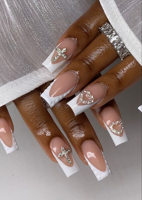 Croc nails Croc Nails, White French Nails, Spring Acrylic Nails, White French Tip, Claw Nails, White French, Pink Acrylic Nails, Dream Nails, French Tip Nails