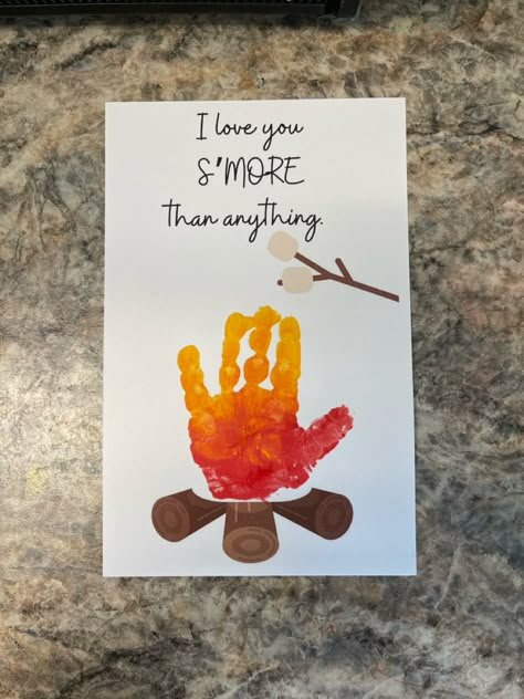 Father’s Day Gift From Toddler Diy, Camping Crafts For One Year Olds, November Artwork For Toddlers, I Love You Smores, Camping Art Projects For Infants, Orange Infant Crafts, Thanks Giving Toddler Craft, Camping Crafts For Kids Toddlers, Letter F Fall Crafts For Preschoolers