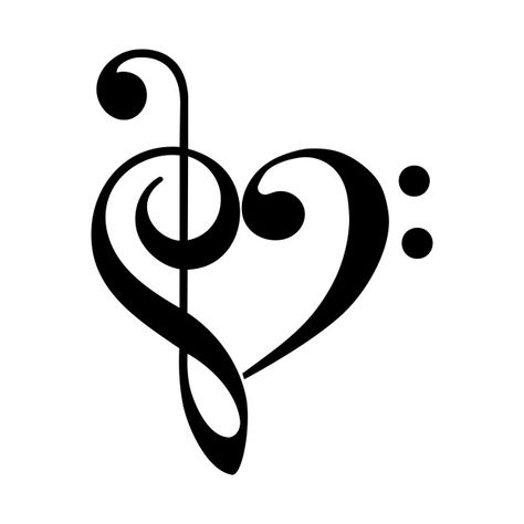 Music Heart Tattoo, Treble Clef Heart, Treble Clef Tattoo, Music Notes Tattoo, Music Notes Art, Music Heart, Herz Tattoo, Not Musik, Music Tattoo Designs