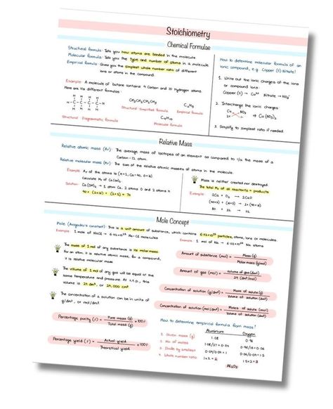 Stoichiometry Chemistry Notes, Stoichiometry Notes, Stoichiometry Chemistry, Summary Notes, Structural Formula, Paternity Test, O Levels, Chemistry Notes, Study Guides