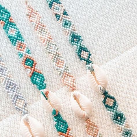 -`, torii on Instagram: "{🌞} cowry shell bracelets! These are such a cute statement bracelet💗🧵 #1446644 on braceletbook {🌿} #smallbusiness #bracelets #friendshipbracelets #shopsmall #supportsmallbusiness #braceletbook #pattern #braceletbookpattern #explorepage #dmccrafts #dmcthread #dmccreations #aesthetic #aestheticbracelets #aestheticfeed" Cowrie Bracelet, Cowry Shell, Shell Bracelet, September 16, Dmc Thread, Cowrie Shell, Statement Bracelet, Handmade Knitting, Friendship Bracelet