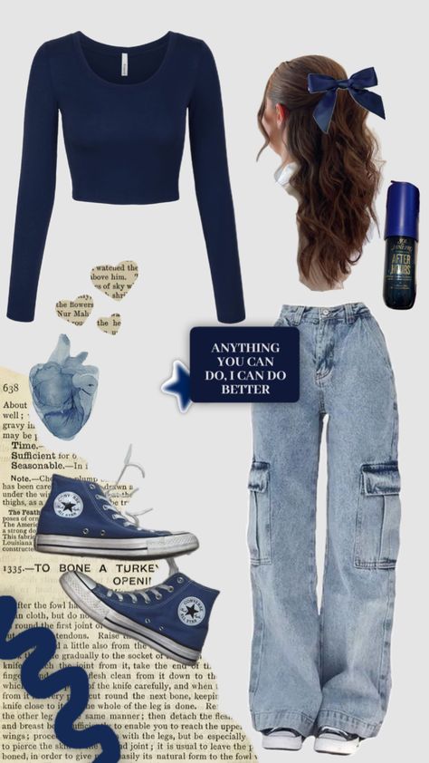 #outfitinspo #beauty #blue #aesthetic #navyblue Trendy Outfits For Teens, Casual Day Outfits, Easy Trendy Outfits, Simple Trendy Outfits, Blue Outfit, Cute Everyday Outfits, Cute Simple Outfits, Really Cute Outfits, Casual Style Outfits