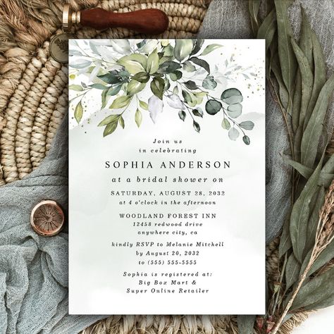 Dusty Blue Eucalyptus Greenery Boho Bridal Shower Invitation Bridal Shower Floral, Boho Bridal Shower Invitations, Blue Eucalyptus, Boho Winter, Blue Bridal Shower, Garden Watercolor, Boho Bridal Shower, Wreath Rustic, Bohemian Flowers