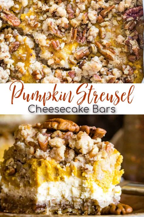 Pumpkin Streusel, Streusel Bars, Bar Desserts, Pumpkin Cheesecake Bars, Cooking Tricks, Winter Baking, Savory Pumpkin Recipes, Pumpkin Cheesecake Recipes, Pumpkin Recipe