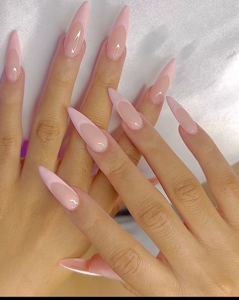 Pink French Tips, Long Almond Nails, Pink Tips, Wow Nails, Pink French, Classy Acrylic Nails, Soft Nails, French Tips, Pink Acrylic Nails