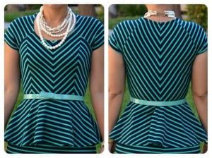 DIY Striped Peplum Top & Skirt + Pattern Review M6754 View C | Mimi G Style Ruffle Tops Outfit, Peplum Top Outfits, Pencil Skirt Tutorial, Diy Fashion No Sew, Mimi G Style, Spring Skirt Outfits, Mimi G, Striped Peplum Top, Diy Tops