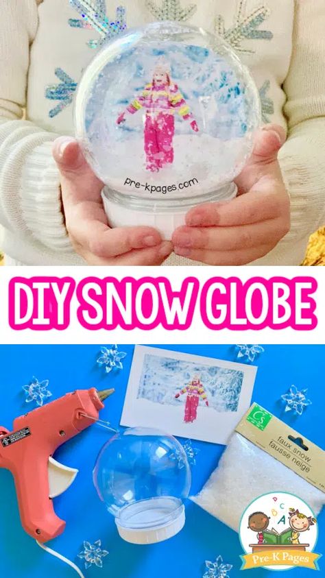 Making Snow Globes, Snow Globe For Kids, Waterless Snow Globe, Winter Theme Preschool, Globe Diy, Snow Globe Crafts, Christmas Preschool, Globe Gift, Globe Crafts