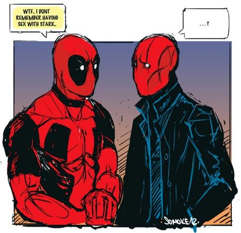 DC and Marvel crossover of Wade Wilson/Deadpool and Jason Todd/Red Hood Marvel And Dc Crossover, Mark Foster, Deadpool Funny, Red Hood Jason Todd, Dead Pool, Batman Funny, Batman And Robin, Dc Memes, Marvel Vs Dc