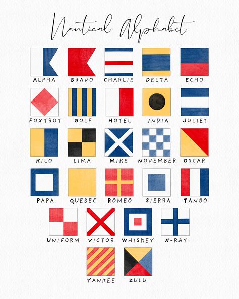 Nautical Flag Alphabet Print Nautical Alphabet Letters, Nautical Graphic Design, Nautical Fonts, 2025 Inspiration, Nautical Symbols, Nautical Flag Alphabet, Luxury Showroom, Maritime Flags, Nautical Alphabet