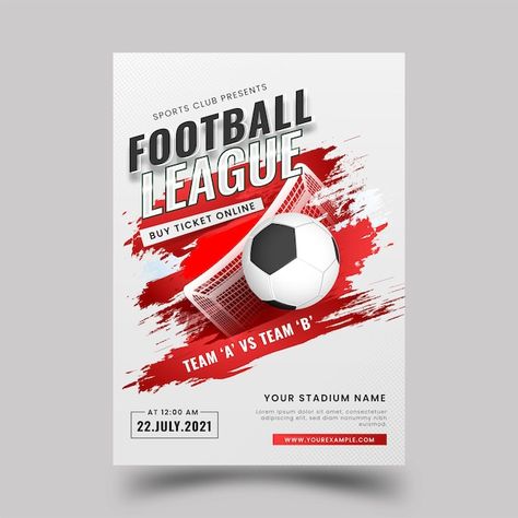 Football league poster design with reali... | Premium Vector #Freepik #vector #tournament-flyer #match #football-league #tournament-poster Sports Tournament Poster, Football Tournament Poster Design, Football League Poster, Tournament Poster, Sooner Football, Brush Effect, Football Cups, Soccer Tournament, About Football