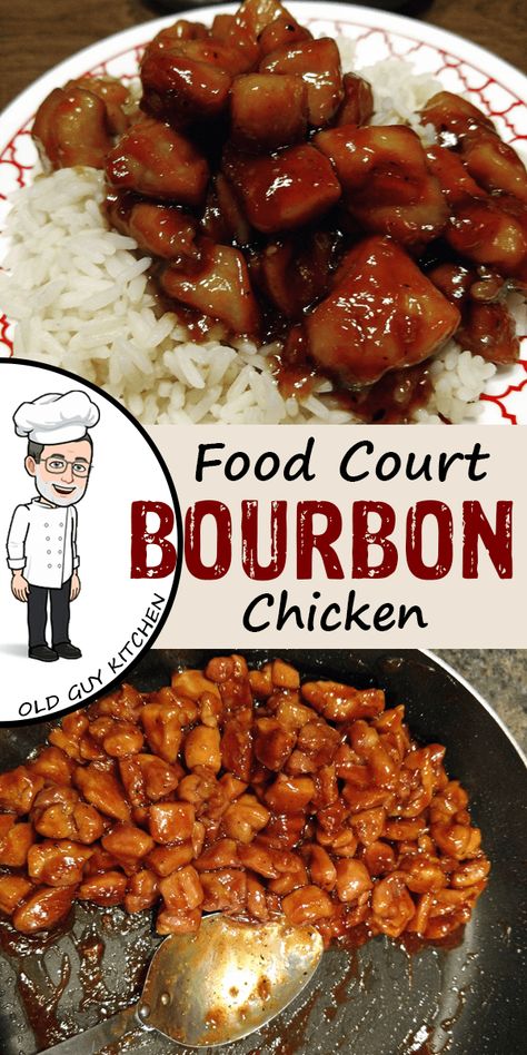 Food Court Bourbon Chicken Copycat Recipe – Old Guy In The Kitchen Food Court Bourbon Chicken, Authentic Chinese Food, Cibo Asiatico, Bourbon Chicken, Chinese Restaurants, Authentic Chinese Recipes, God Mad, Chicken Dishes Recipes, Food Court