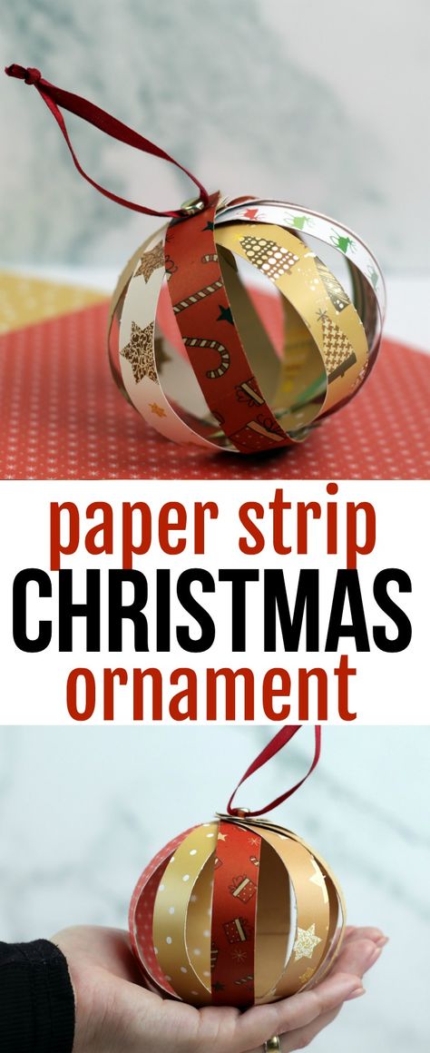 Paper Strip Ornaments Diy, Recycled Paper Christmas Decorations, Christmas Trees With Paper Ornaments, Scrapbook Paper Ornaments Diy, Christmas Craft Tree Decorations, Strip Paper Craft, Handmade Paper Christmas Ornaments, Christmas Paper Balls, Paper Xmas Ornaments