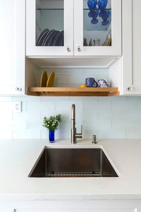 Unique Features You Should Include in Your Next Remodel | Sweeten.com Small Sinks Kitchen, Acrylic Kitchen Storage, Drip Dry Dish Rack, Kitchen Sink For Small Kitchen, Small Kitchen Sinks Ideas, Elegant Dish Drying Rack, Kitchen Drying Rack Ideas, Sink For Small Kitchen, Drying Rack Above Sink