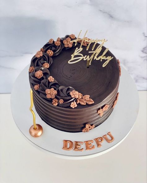 Chocake Cake Design, Cake Designs Chocolate Cake Design, Cake Designs Chocolate Truffle Cake Designs, Boho Chocolate Cake, Chocolate Cake Design Ideas Beautiful, Mom Birthday Cake Chocolate, Chocolate Flavour Cake Design, Chocolate Cake Happy Birthday, Elegant Chocolate Cake Design Birthday