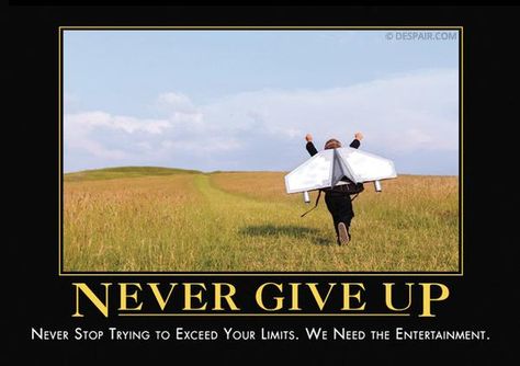 Never Give Up Demotivational Posters Funny, Quotes Funny Inspirational, Demotivational Quotes, Traverse City Michigan, Demotivational Posters, Funny Inspirational Quotes, Friday Humor, The Far Side, Have A Laugh