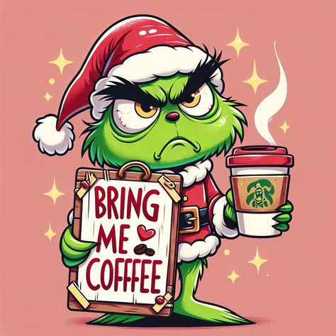 Grinch Drinking Coffee, Nightmare Before Christmas Quotes, Grinch Coffee, Family Tree Wall Art, Baby Grinch, Coffee Geek, Happy Coffee, Coffee Drawing, Family Tree Wall