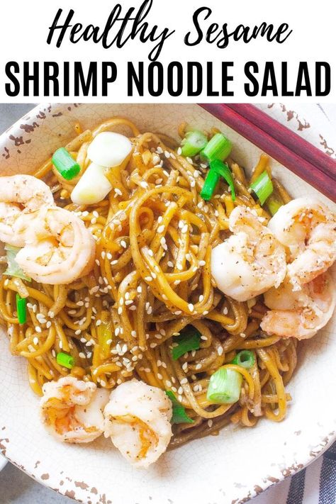 Shrimp Noodles Recipes, Cold Noodles Recipes, Sesame Shrimp, Soba Noodles Recipe, Cold Sesame Noodles, Soba Noodle Salad, Noodle Salad Cold, Healthy Noodles, Shrimp Noodles