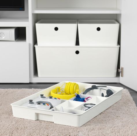 KUGGIS Insert  - HouseBeautiful.com Kuggis Ikea, Ikea Organisation, Ikea Organization, Extra Shelf, Best Ikea, Ikea Storage, Media Storage, Drawer Dividers, Storage Boxes With Lids