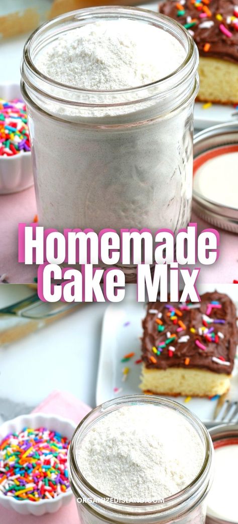 Dry Cake Mix Recipe, Cake Mix In A Jar, Vanilla Cake Mix Recipes, Cake Mix Recipes Homemade, Diy Cake Recipes, Homemade White Cakes, Cake Batter Recipes, Homemade Cake Mixes, Gift In A Jar