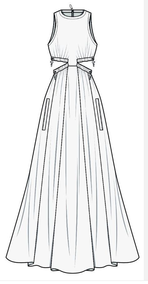 Technical Drawing Fashion Template, Fashion Flats Illustrations Dress, Fashion Design Template Clothes, Fashion Flats Sketches, Dresses Technical Drawing, Dress Technical Flat, Cads Fashion, Technical Drawing Fashion Dress, Technical Flats Fashion