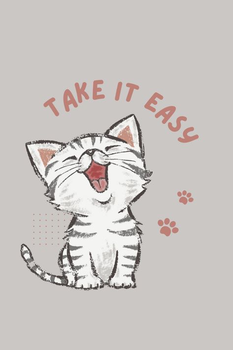 Cat Love Aesthetic, Cat Tshirt Design, Tshirt Design Ideas, Cat Text, Summer Cat, Pet Animals, Cat Animal, Take It Easy, Easy Summer