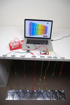 Makey Makey & Scratch foot xylophone Makerspace Elementary, Teen Games, Makerspace Projects, Makerspace Library, Makey Makey, Steam Ideas, Stem Lab, Stem Classroom, Elementary Music Classroom