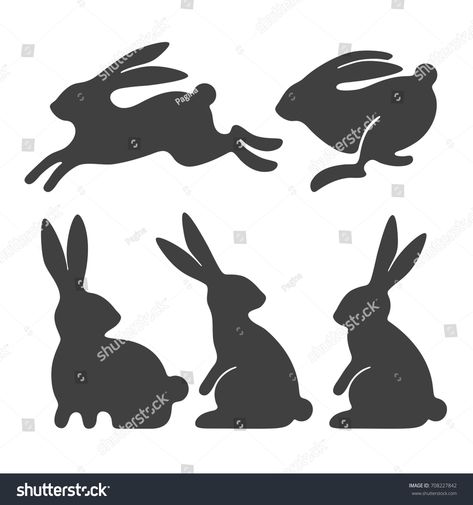 Rabbit set. Stylized silhouettes of sitting and running rabbits, isolated on white background. Vector illustration. #Ad , #ad, #silhouettes#sitting#running#Rabbit Sitting Rabbit Illustration, Running Rabbit, Presentation Tips, Bunny Templates, Rabbit Vector, Rabbit Drawing, Bunny Silhouette, Rabbit Run, Rabbit Illustration