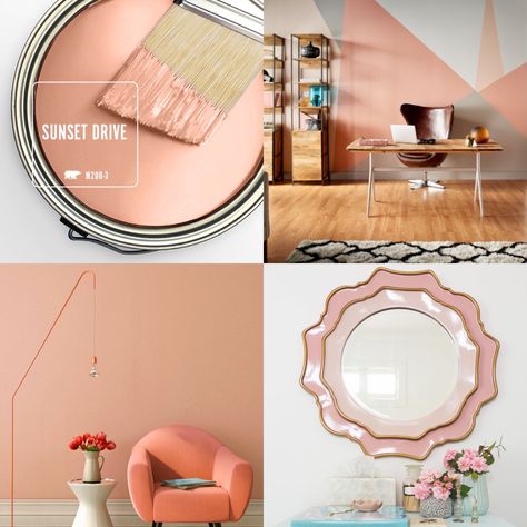 BEHR Paint - Sunset Drive Sunset Drive Behr, Behr Sunset Drive, Behr Coral Paint Colors, Retro Pink Behr Paint, Sunset Drive Paint, Paint Sunset, Yoga And Meditation Space, One Coat Paint, Girls Room Paint