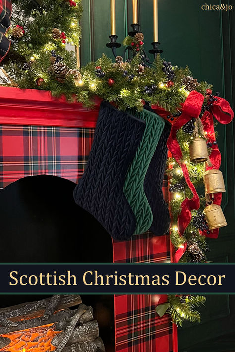 Scottish Christmas decor Scotland Christmas Decorations, James Farmer Christmas Decor, Appalachian Christmas Decorations, Scotland Christmas Aesthetic, Scottish Homes Interior, Medieval Christmas Aesthetic, Scottish Christmas Tree, English Christmas Aesthetic, Scottish Christmas Traditions