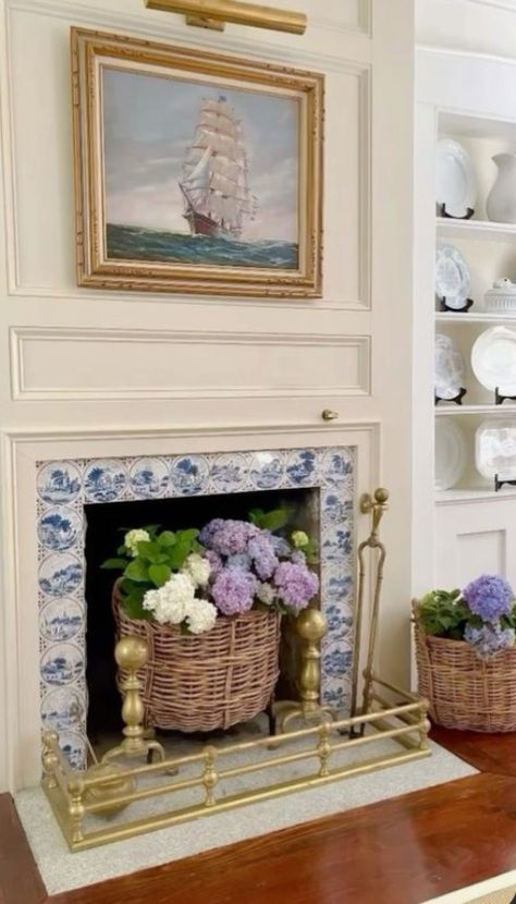 A Tisket A Tasket, Grand Millennial Decor, Grand Millennial Style, Make Life Beautiful, European Cottage, Grand Millennial, Classic Decor, Fireplace Mantel, Dream House Decor