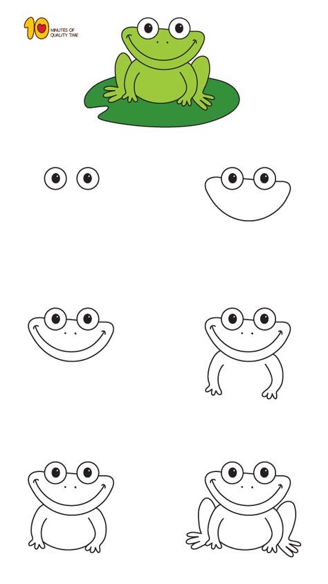 How To Draw a Frog Step by Step for Kids Children Art Ideas, Draw Frog, Frogs For Kids, Draw A Frog, Kid Painting, Drawing For Children, Trin For Trin Tegning, Ako Kresliť, Diy Drawing