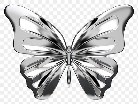 Silver Png Icon, Chrome Tattoo, Chrome Butterfly, Chrome Aesthetic, Pc Binder, Silver Poster, Silver Png, Png Accessories, Background Accessories