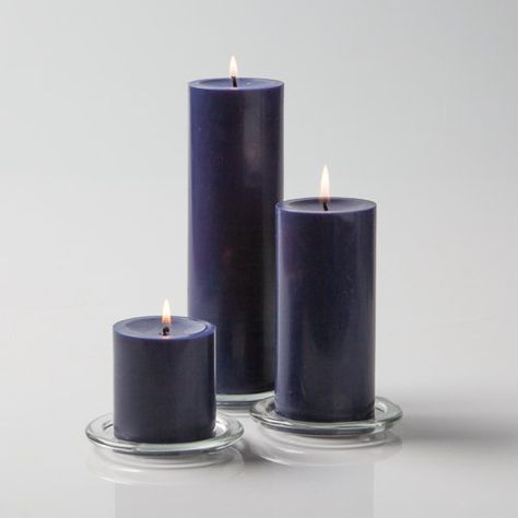 Purple Pillar Candles, Restaurant Candles, Blue Pillar Candles, Bouquet Succulent, Black Pillar Candles, Glass Pillar Candle Holders, Purple Candles, Cylinder Vase, Large Candles