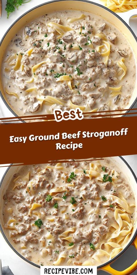 Want a stress-free dinner that everyone will enjoy? This Easy Ground Beef Stroganoff Recipe is a must-try for your Ground Beef Recipes collection! With minimal prep and cook time, you’ll have a delicious meal ready in no time. Save this recipe for a quick, satisfying dinner option! Beef Stroganoff Instapot, Beef Stroganoff Pioneer Woman, Beef Stroganoff Crockpot Easy, Beef Stroganoff Homemade, Beef Stroganoff With Steak, Instapot Beef Stroganoff, Beef Stroganoff Dairy Free, Beef Stroganoff One Pot, Steak Beef Stroganoff