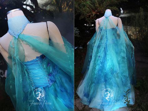 Water Faerie Back View by Firefly-Path Water Faerie, Water Fairy Costume, Firefly Path, Fairy Gown, Water Fairy, Cape Pattern, Fairy Aesthetic, Fantasy Dresses, Fantasy Wedding