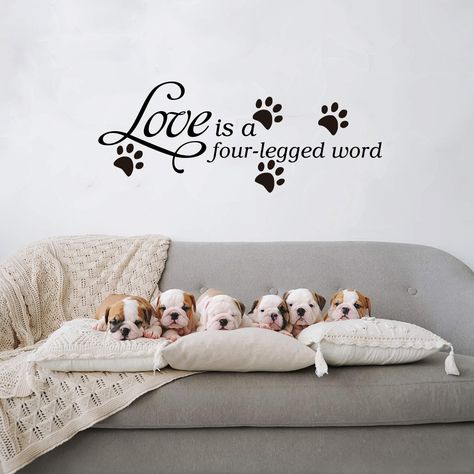 PRICES MAY VARY. Size of the wall decals for living room 32"X12.5". The wall decals can be used to any solid and smooth surface such as the walls of living room, making decoration easy to handle. you can create an attractive dog wall decals living room or in the home right now. Before sticking the wall decals quotes, you should clean up the wall surface and keep it dry, which can prolong the product’s usage period, prevent it edge warping and falling off etc. Bedroom wall decals is hand made wit Dog Room Decor, Dogs Paw, Wall Decals Living Room, Animal Footprints, Dog Wall Decor, Wall Decor Decals, Dog Rooms, Pets Dogs, Pet Paws