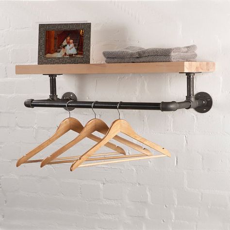 Product Details Industrial 75cm Wall Mounted Clothes Rail Retro Pipe Storage Shelf Hanging Rack Features: 　 100% Brand New and High Quality!!   1.Industrial wall-mounted clothes rack, made of strong malleable iron, extremely durable and long lasting, has a strong bearing capacity.   2.This Hanging clothes rack can holds a good amount of clothes and keeps your garments and accessories always organized and tidy.   3.Perfect for hallway, entryway, bedroom, bathroom, closet, laundry room, balcony, g Hanging Bathroom Shelves, Iron Pipe Shelves, Pipe Railing, Hanging Clothes Racks, Wooden Floating Shelves, Oak Shelves, Pipe Shelves, Wall Bookshelves, Industrial Pipe