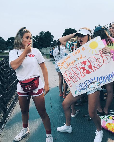 Game Day Spirit Ideas, Funny Fnl Signs, Student Section Themes Football, High School Football Games Outfit, Student Section Signs Football Funny, Splash Zone Football Theme Outfits, Fnl Sign Ideas, Funny Student Section Posters, Beach Theme Football Game Posters