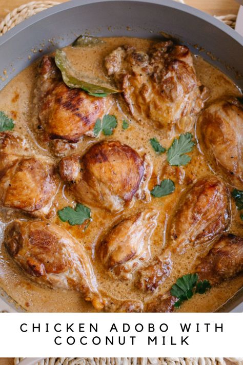 Adobo Sa Gata, Chicken Adobo Filipino, Easy Filipino Recipes, Coconut Milk Chicken, Chicken Adobo, Adobo Recipe, Filipino Dish, Hawaiian Dishes, Coconut Milk Recipes