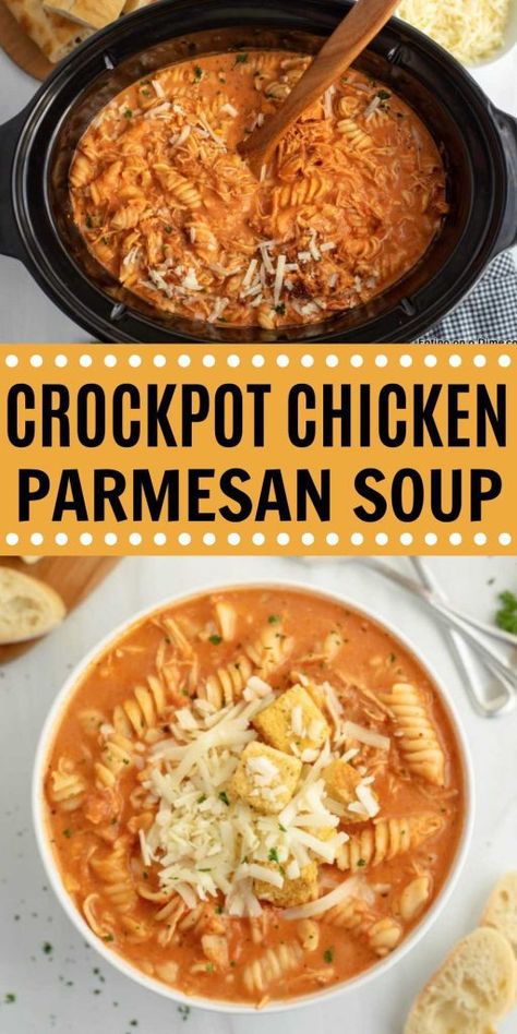 Apartment Meals For Two, Quick Tasty Dinners, Chicken Rotini Soup, Stay At Home Mom Recipes, Dinner For Leftovers, Crockpot Chicken Parmesan Soup, Hotel Dinner Ideas Meals, Rotisserie Chicken Crockpot Recipes, Meals For Vacation