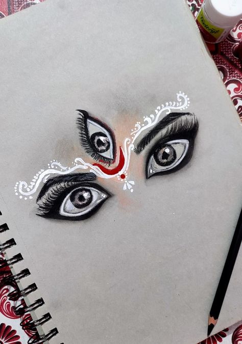 Maa durga eyes #eye #drawing #maadurga Durga Eyes Drawing, Kaali Maa Drawing, Radha Eyes Drawing, Drawing Ideas Of Krishna, Desi Drawing Ideas, Simple Sketch Ideas For Beginners, Gods Drawing Sketch, Mata Rani Drawing, Mahadev Drawing Pencil