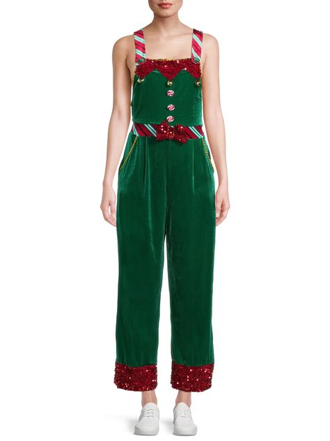 No Boundaries Junior's Christmas Jumpsuit - Walmart.com | Walmart (US) Christmas Overalls, Jumpsuit With Train, Christmas Jumpsuit, Khaki Romper, Hoodie Jumpsuit, Christmas Romper, Blue And White Shirt, Walmart Fashion, Overalls Outfit