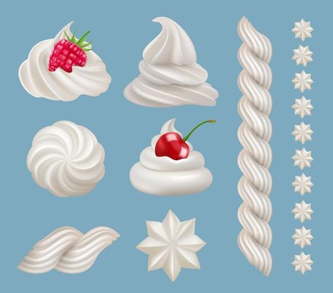 Spiral Illustration, Logo Pastry, Fruit Topped Cake, Cream Drawing, Cherry Drawing, Cream Png, Cream Illustration, Cake Painting, Procreate Ipad Tutorials