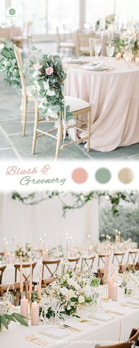 Blush Tablescape Wedding, September Wedding Pink, Blush And Mint Wedding, Blush Pink Wedding Palette, Olive And Blush Wedding, Sage And Blush Wedding Decor, Blush Pink And Sage Wedding, Blush Color Wedding, Sage And Blush Wedding