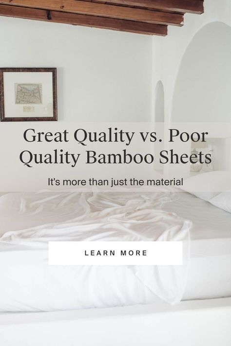 Bamboo bedding has continued to become more popular over the years. It's important to know not all bamboo linens are created equal. Here's how to tell if its quality or not. Bamboo Bedding Set, Bamboo Bedding, King Sheets, Bamboo Sheets, Bamboo Fabric, Hard Time, Better Sleep, A Bad, Linen Bedding