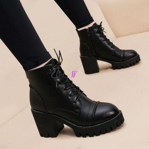 Kasut Wanita, Minimalist Shoes, Heels High, Block Heel Ankle Boots, Kinds Of Shoes, Buy Shoes, Heeled Ankle Boots, Boots Shoes