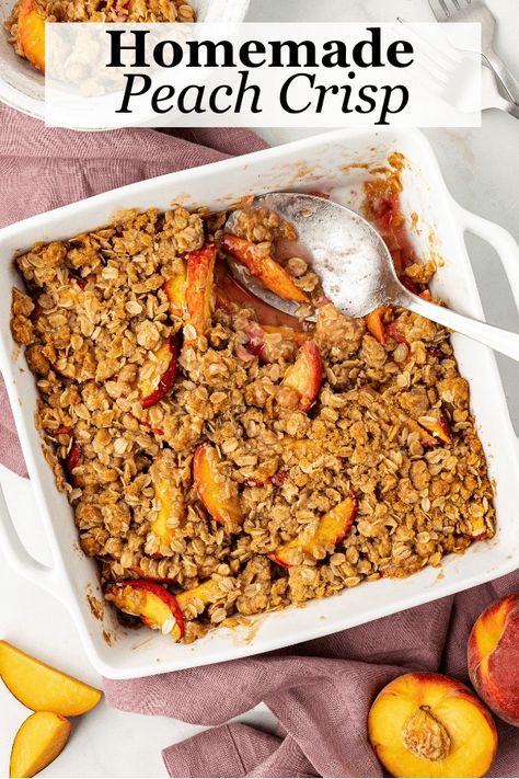 I've been making crisps for years and I am excited to add this perfect peach crisp recipe to my collection. When done right, a crisp is a delicious dessert, and I'm going to teach you my simple, tried-and-true steps to do it right! Peach Crisp With Fresh Peaches, Oatmeal Crisp, Peach Crisp Recipe, Most Popular Desserts, Peach Crisp, Perfect Peach, Decadent Cakes, Crisp Recipe, Most Popular Recipes