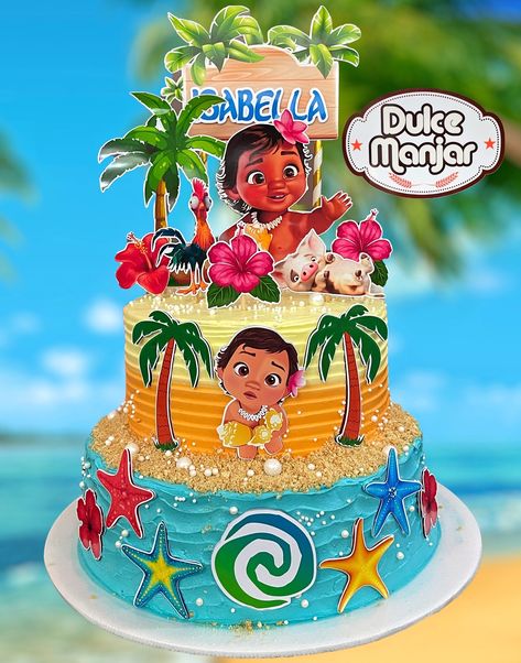 Moana Cake Design, 1st Birthday Cake Designs, Moana Birthday Cake, Moana Birthday Party Theme, Moana Birthday Invitation, Festa Moana Baby, Moana Bebe, Bolo Moana, Moana Cake